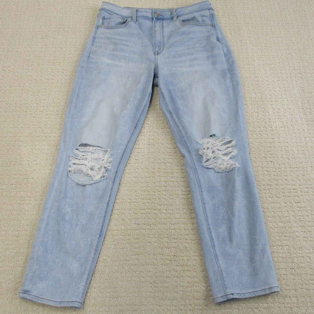 American Eagle Outfitters Jeans Womens 12 Distressed Knees Blue Mom Jean